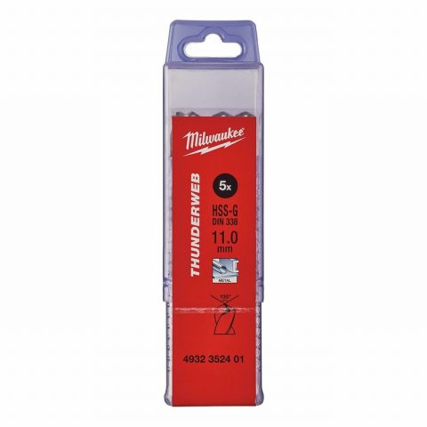Milwaukee 4932352401 11mm Thunderweb HSS-G Metal Drill Bit – 5pc