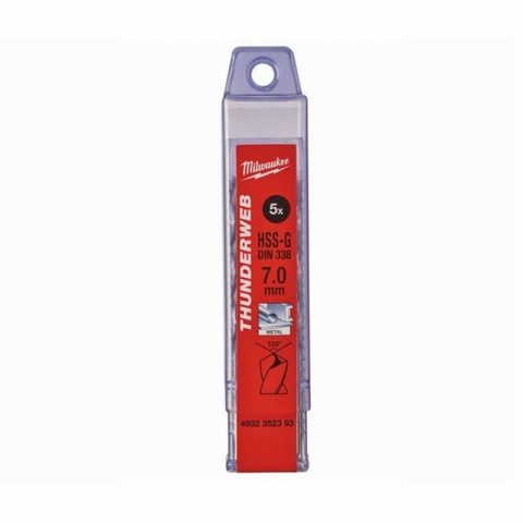 Milwaukee 4932352393 7mm Thunderweb HSS-G Metal Drill Bit – 5pc
