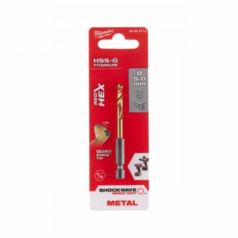 Milwaukee 48894712 5mm Shockwave HSS TiN Metal Drill Bit