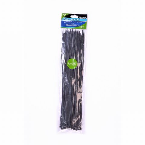 Blue Spot 40051 3.6mm x 350mm Black Cable Ties – 50 Pieces