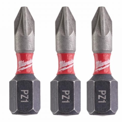 Milwaukee 4932500355 PZ1 25mm SHOCKWAVE Screw Bits – Pack of 3