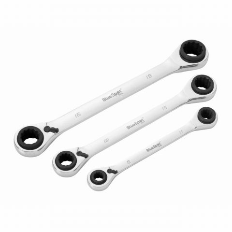 Blue Spot 04318 4in1 Ratchet Ring Spanner Set – 3 Piece
