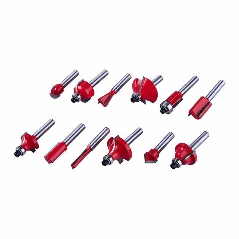Amtech F3700A 12 Piece 6.25mm (1/4″) router bit set