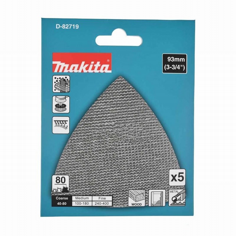 Makita D-82719 93mm 80 Grit Net Sanding Pad - 5 Piece