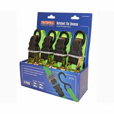 Faithfull FAITDRATSET4 4 Piece Ratchet Tie Down Set