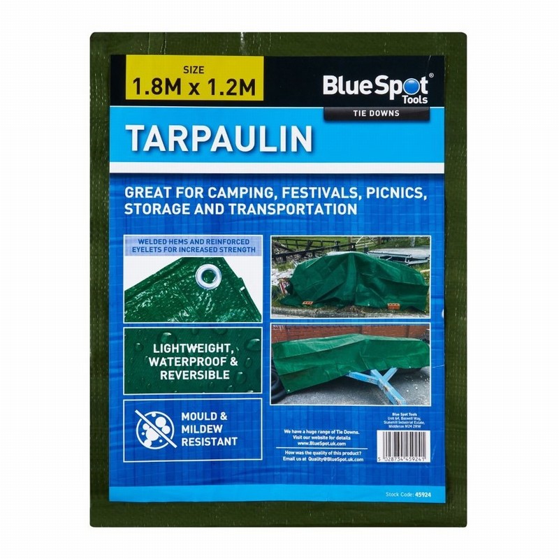 Blue Spot 45924 1.8M X 1.2M Green Tarpaulin