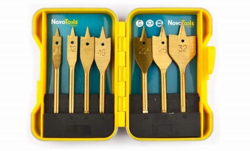 NovoTools Titanium Nitride Coated Flat Wood Bit Set