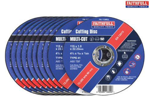 Faithfull Multi-Cut Thin Cut Off Wheel 115mm (Pack of 10)