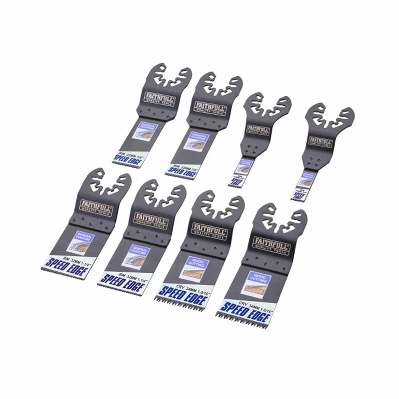 Faithfull XMS26MULTI8 Multi-Tool Speed Edge Blade Set - 8 Piece