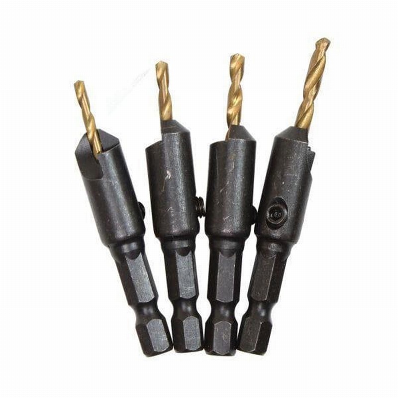 US PRO BER7126 Drill and Countersink Bit Set - 4 Piece