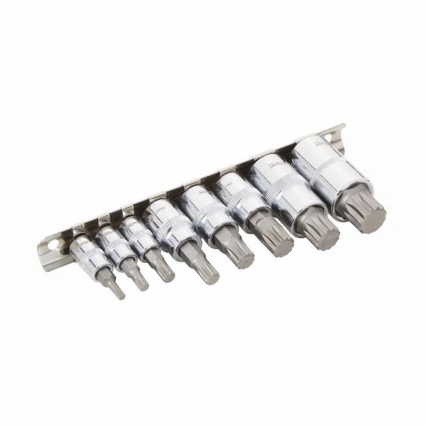Blue Spot 01489 1/4″, 3/8″, 1/2″ Spline Bit Socket Set – 8 Piece