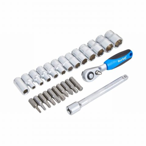 Blue Spot 01493 1/4″ Ratchet, Socket and Bit Set – 25 Piece