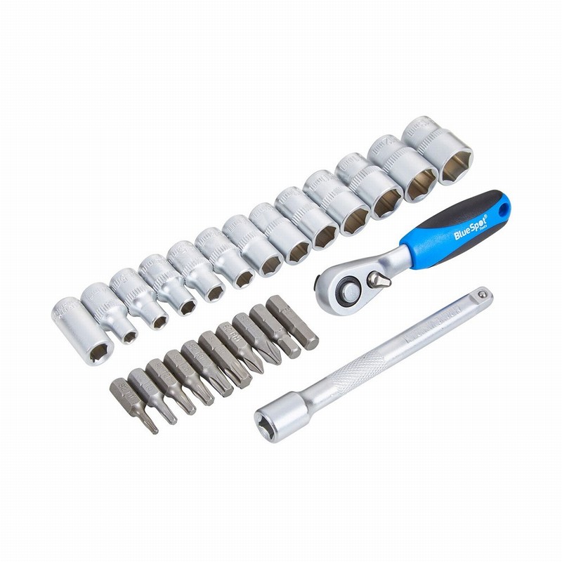 Blue Spot 01493 1/4" Ratchet, Socket and Bit Set - 25 Piece