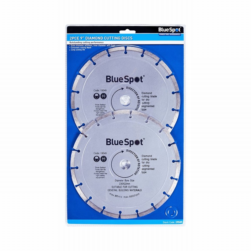 Blue Spot 19549 230mm (9") Segmented Diamond Cutting Discs 2pce
