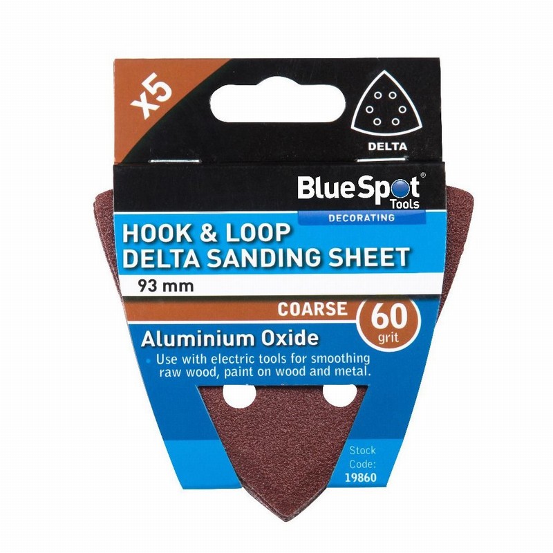 Blue Spot 19860 93mm 60 Grit Delta Sanding Sheets - 5 Piece