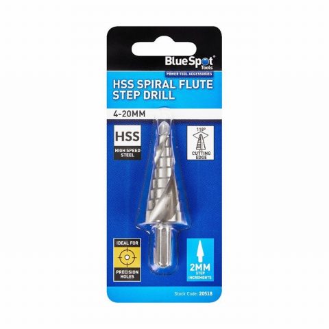 Blue Spot 20518 4-20mm HSS Spiral Flute Step Drill
