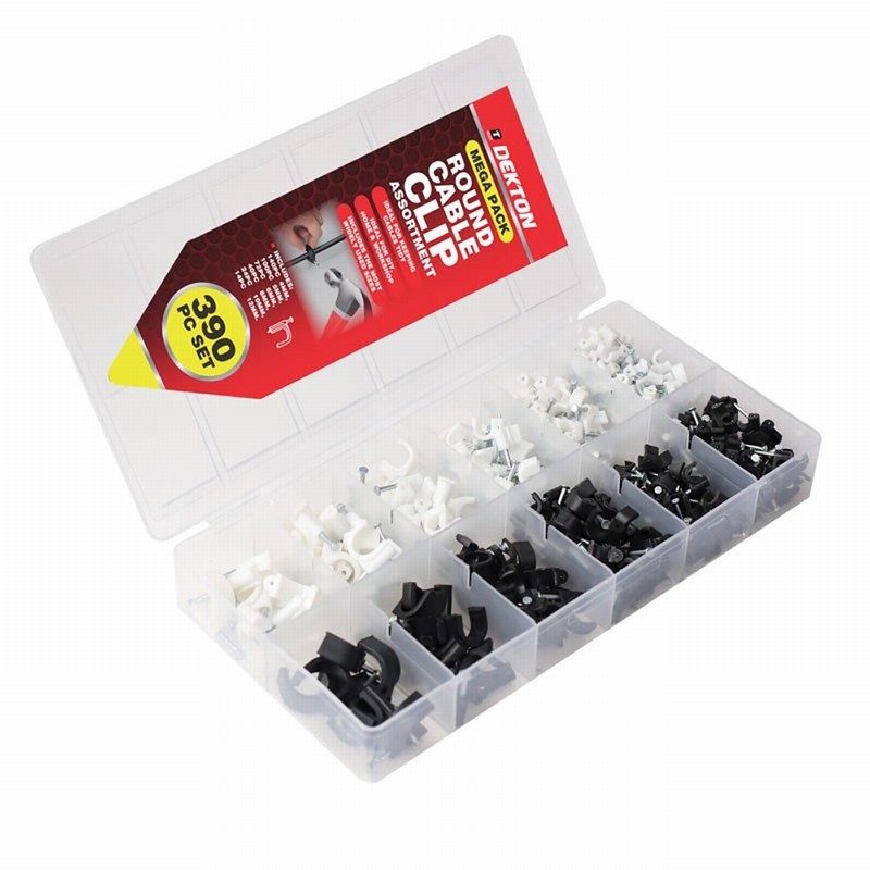 Dekton 0008388 Round Cable Clip Assortment Set - 390 Piece - Image 2