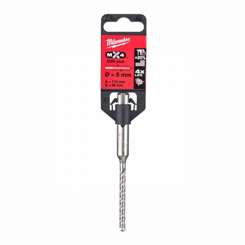 Milwaukee 4932352007 5.0mm x 115mm MX4 4 Cut SDS+ Drill Bit - Image 2