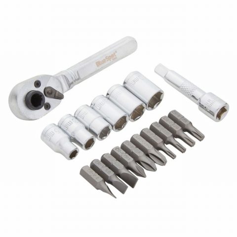Blue Spot 01484 1/4″ 48 Tooth Ratchet Socket & Bit Set – 18pc