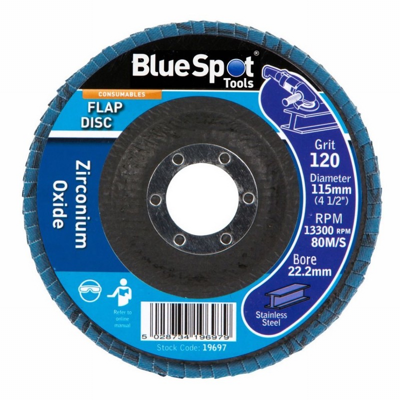 Blue Spot 19697 115mm (4.5") 120 Grit Zirconium Oxide Flap Disc