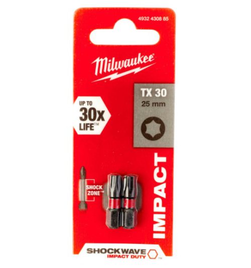 Milwaukee 4932472046 25mm Screwdriving Bit ShW TX30 – 2 pieces