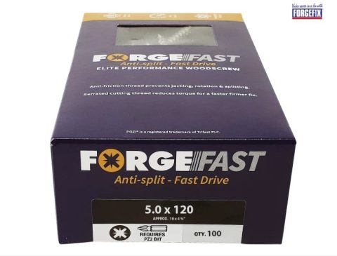 ForgeFast FORFFP5120Y 5x120mm Pozi Performance Wood Screw -100pc