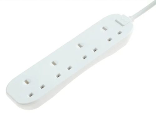 Masterplug Extension Lead 240 Volt 4 Gang 13 Amp White 5 Metre