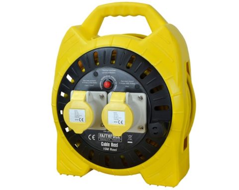 Faithfull FPPCR15MSEL 110V 16A 2-Socket 15m Enclosed Cable Reel