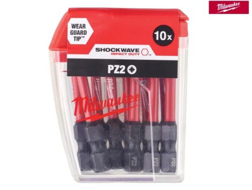 Milwaukee 4932472050 PZ2 50mm Shockwave Bits – Pack of 10