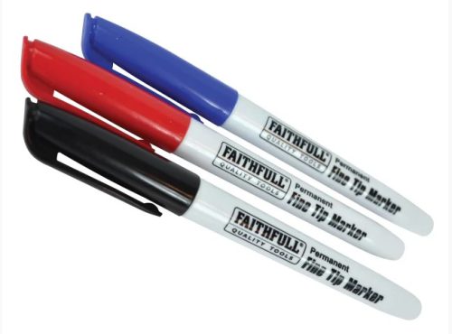 Faithfull Fibre Tip Marker Pen Mixed (Pack of 3)