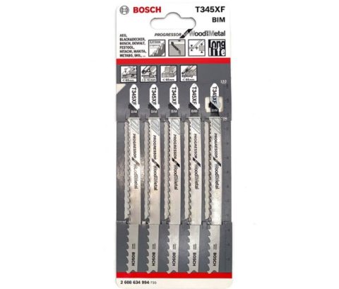 Bosch 2608634994 T345XF For Wood & Metal Jigsaw Blades – 5pc