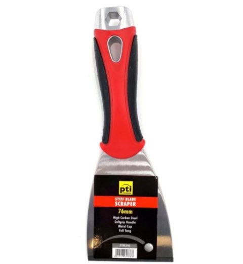 PTI PTI0376 76mm Stiff Blade Scraper with Softgrip Handle