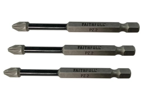 Faithfull Pozidriv Impact Screwdriver Bits PZ2x75mm