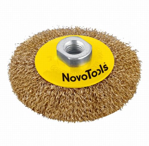 Novo Tools 115mmBevel Brush Crimped Brass NTBWB11514BC