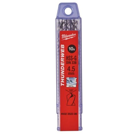 Milwaukee 4932352386 4.5mm Thunderweb HSS-G Metal Drill Bit-10pc