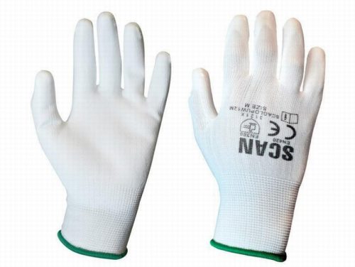 Scan White PU Coated Gloves – Medium (Size 8)