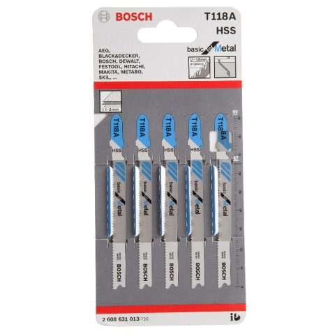 Bosch 2608631013 T118A Basic for Metal HSS Jigsaw Blades – 5pc