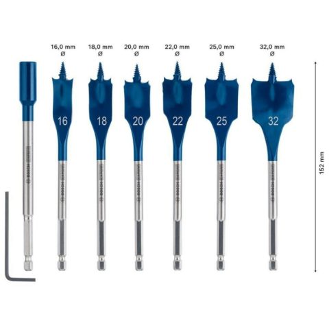 Bosch 2608900334 Expert Self-Cut Speed Flat Drill Bit Set – 7pc