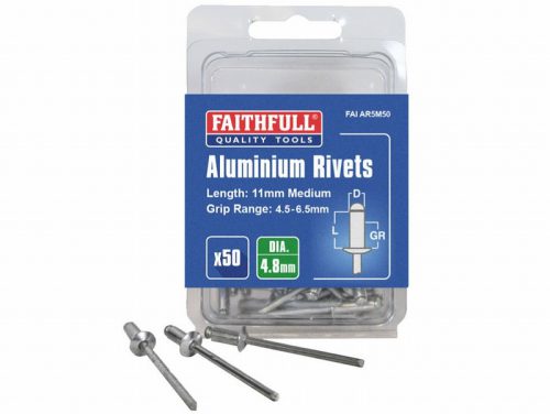 Faithfull FAIAR5M50  4.8 x 11mm Aluminium Rivets – Pack of 50