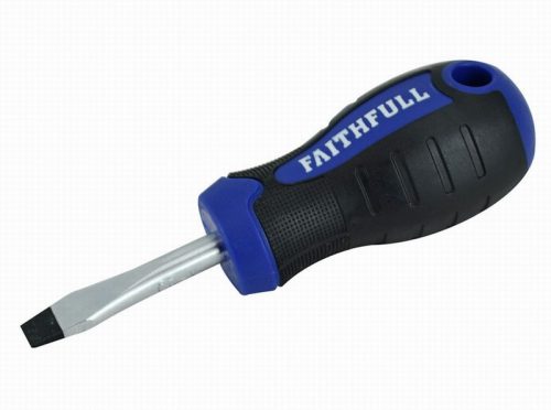 Faithfull Soft Grip Stubby Screwdriver Flared Slotted Tip 6.5mm