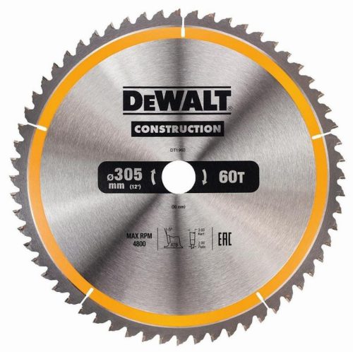 Dewalt Stationary Construction Circular Saw Blade 305 x 30mm x 6