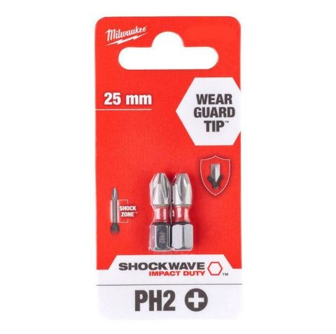 Milwaukee 4932472036 25mm Screwdriver Bits ShW PH2 – 2 pieces