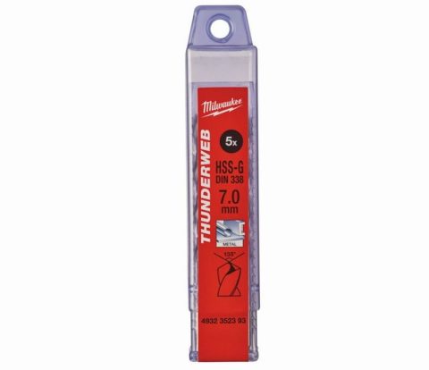 Milwaukee 4932352393 7mm Thunderweb HSS-G Metal Drill Bit – 5pc