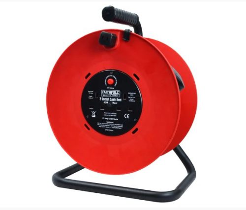 Faithfull Cable Reel 240 Volt 50 Metre 13 Amp 2 Socket