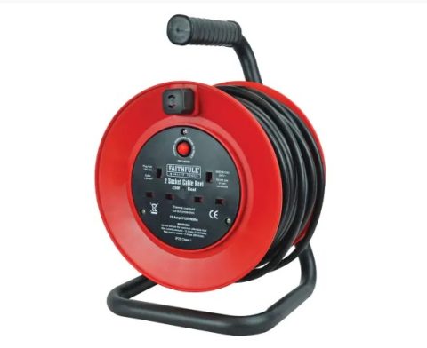 Faithfull FPPCR25M  240V 25m 13A 2 Socket Cable Reel