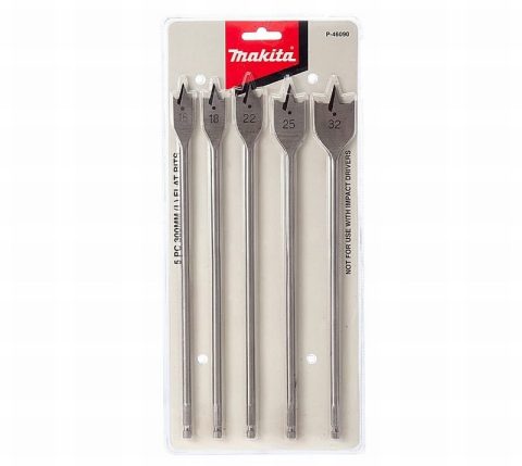 Makita P-46090 16, 18, 22, 25, 32mm x 300mm Flat Bit Set – 5pc