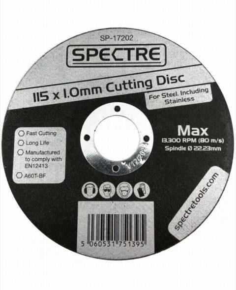 Spectre SP-17202 115x1mmx4.5″ Metal Cutting Disc 22mm Bore -1 pc
