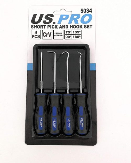 US PRO BER5034 Short Mini Pick & Hook Set – 4 Piece