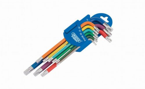 Draper 66143 9pc Metric Coloured Coded Long Arm TX-STAR Key Set