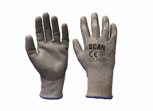 Scan SCAGLOCUT5XX Grey PU Coated Cut 5 Gloves (Size 11 XXL)